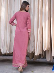 Mehroo Pink Plain Cotton Kurta