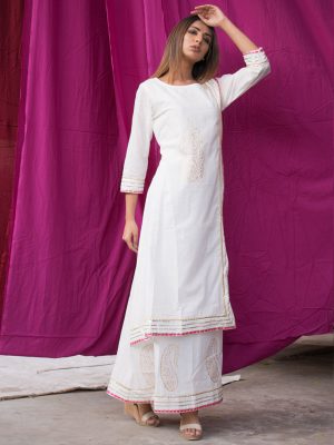 Wight Mehroo Ethnic Work Kurta And Dupatta