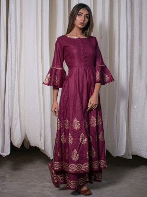 Maroon Silky Kurta Sets