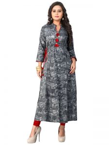 Gray Reyon Print Kurti