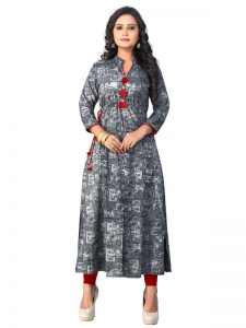 Gray Reyon Print Kurti