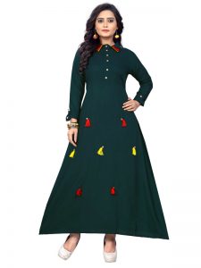 Green Reyon Print Kurti