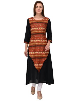 Multi Color Reyon & Manipuri Silk Print Kurti