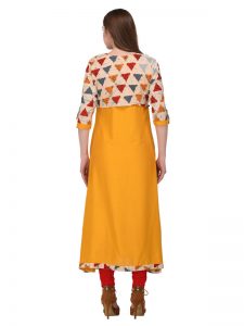 Yellow Reyon Print Kurti