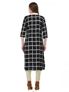 Black Reyon Print Kurti