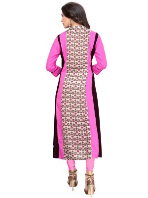 Pink Reyon Print Kurti