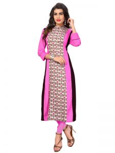 Pink Reyon Print Kurti