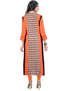 Orange Reyon Print Kurti