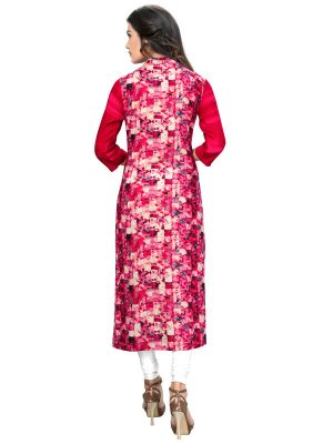 Pink Reyon Print Kurti