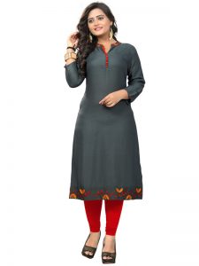 Multi Color Reyon Print Embroidered Kurti