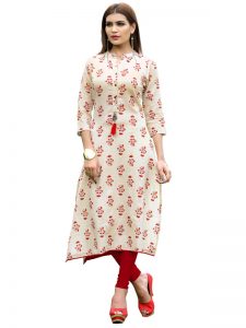 Off White Reyon Print Kurti