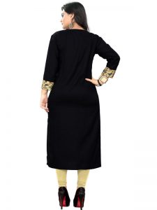 Black Reyon Print Kurti