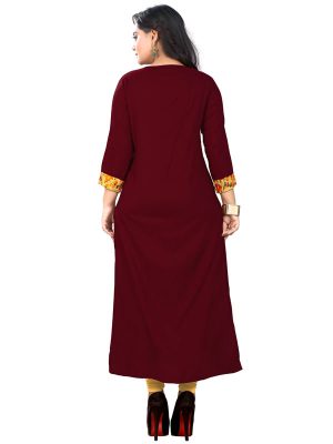 Maroon Reyon Printed Kurti