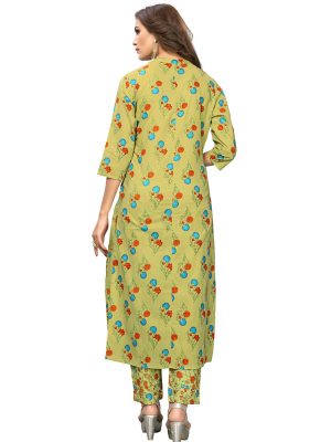 Light Green Cotton Printed Kurti