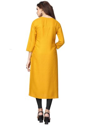 Yellow Rayon Plain Kurti