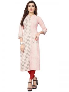 White Flex Cotton Printed Kurti