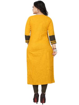 Yellow Slab Cotton Printed Kurti