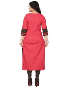 Pink Slab Cotton Printed Kurti