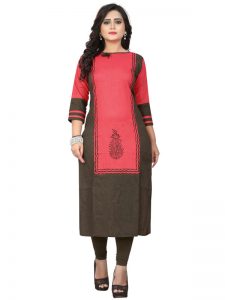 Pink Slab Cotton Printed Kurti