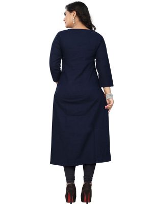 Navy Blue Slab Cotton Hand Work Kurti