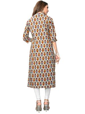 Multi Color Slab Cotton Printed Kurti