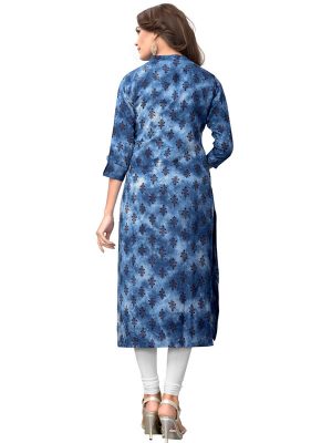 Blue Rayon Printed Kurti