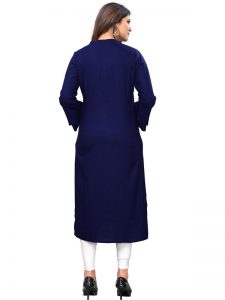 Blue Rayon Applique Kurti