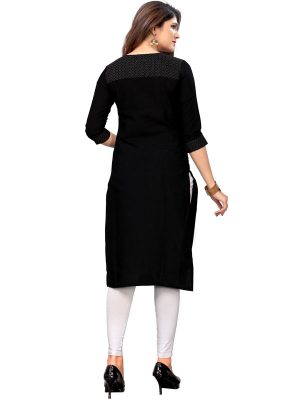 Black Slab Cotton Hand Work Kurti