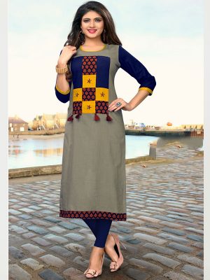 Multi Color Slub Cotton Printed Kurti