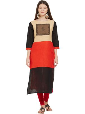 Multi Color Slub Cotton Printed Kurti