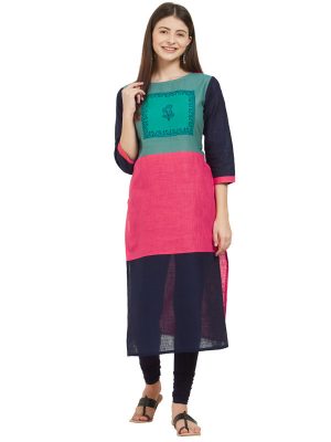 Multi Color Slub Cotton Printed Kurti