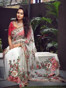 New Arrival Best Beautiful Bollywood Designer White Saree