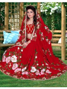 Red Beautiful Bollywood Designer Saree