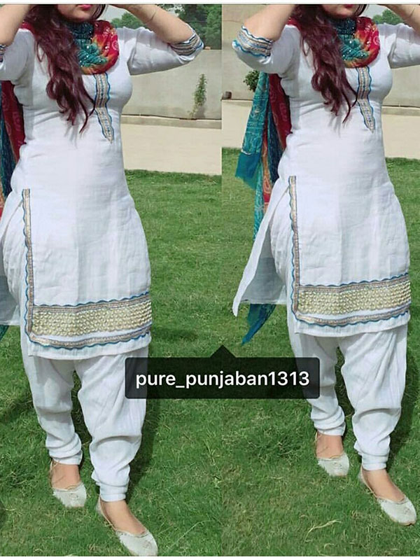 Casual White Cotton Aline Semi stitched Suit Zakarto
