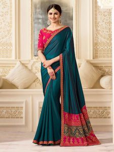 Prachi Desai Rama & Pink Sparkle Silk Embroidered Saree