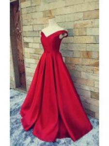 Red Color Stitched Gown In Taffeta Silk Fabric
