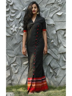 Black Color Stitched Kurti In Taffeta Silk Fabric