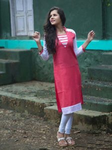 Fashionable Plain Pink Color Kurti In Cotton Fabric