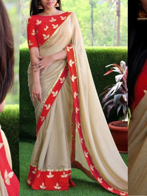 Indian Beauty Women'S Chanderi Cotton With Blouse Saree