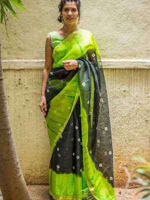 Trendy Chanderi Bhagalpuri Silk Black Colour Saree