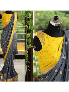 Exclusive Designs Yellow Colour Georgette Sequence Work Sarees