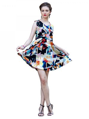 Multicolor Printed Western Dress