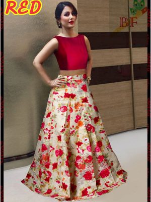 Trendy Red Color Fabric Taffeta Lehenga