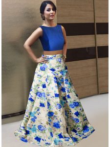 Casual Blue Color Fabric Taffeta Lehenga