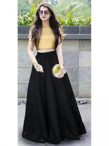 Black And Gold Taffeta Lehenga