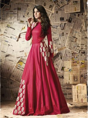 Brown Color Semi stitched Anarkali Suite In Georgette Fabric