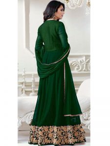 Green Color Semistitched Salwar Suite In Faux Georgette Fabric