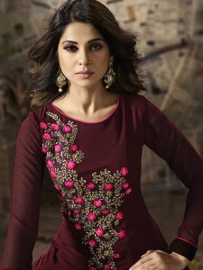 Exclusive Party Wear Georgette Maroon Colour Anarkali Dress