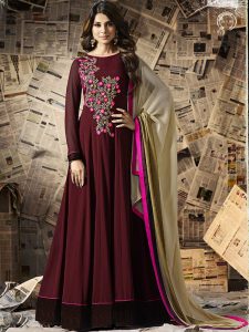 Exclusive Party Wear Georgette Maroon Colour Anarkali Dress