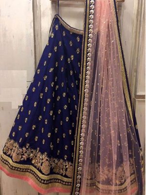 Women'S Banglori Silk Semistitched Lehenga Choli Free Size (Purple)